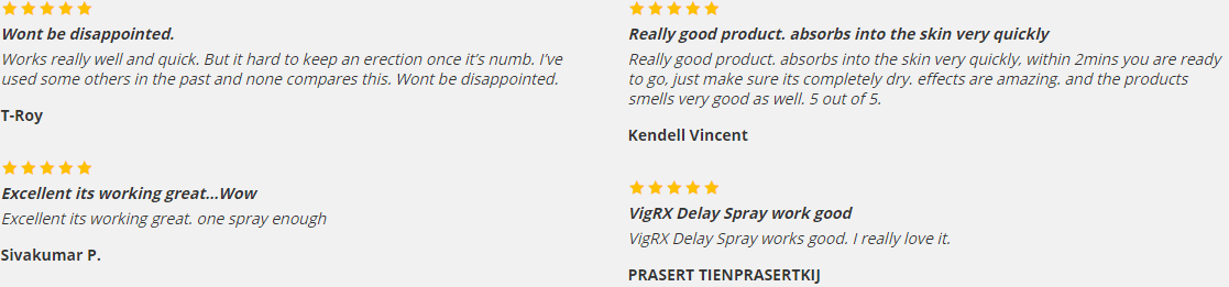 VigRX Delay Spray Testimonials